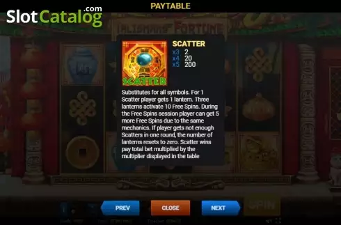 Paytable 2. Talismans of Fortune slot