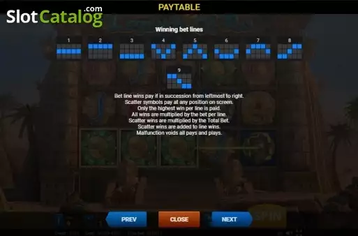 Paytable 5. Legends of Ra slot
