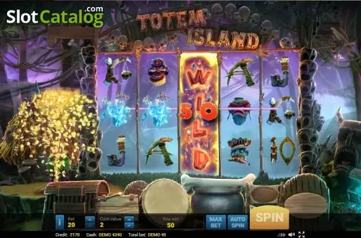 Wild Win screen. Totem Island slot