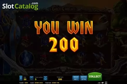 Free Spins Total Win Screen. The Great Conflict slot
