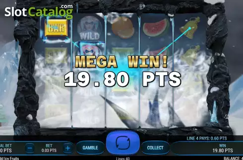 Mega Win screen. Wild Icy Fruits slot