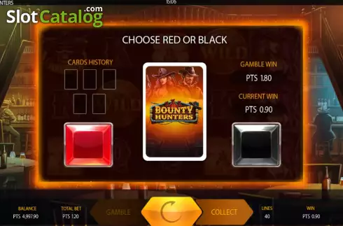 Risk Game screen. Bounty Hunters (Expanse Studios) slot