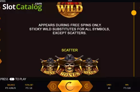 Pay Table screen 2. Bounty Hunters (Expanse Studios) slot