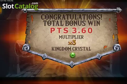 Win Bonus Game screen. Battle for the Throne slot