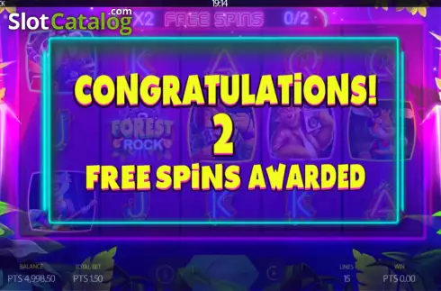 Free Spins screen. Forest Rock slot