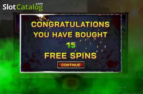 Free Spins screen. Zombie Apocalypse (Expanse Studios) slot
