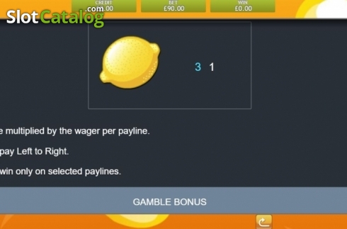 Paytable. Frooty Licious slot