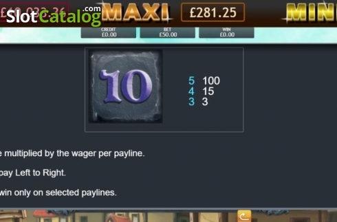 Paytable. Kingdom of Cash Jackpot slot