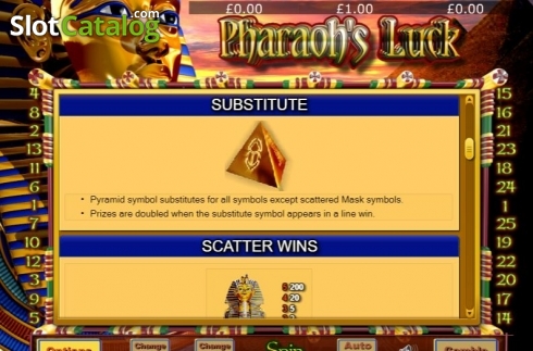Schermo4. Pharaohs Luck slot