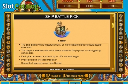 Ship Battle Pick. Pirate Princess slot
