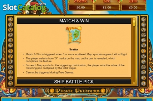 Match and Win. Pirate Princess slot