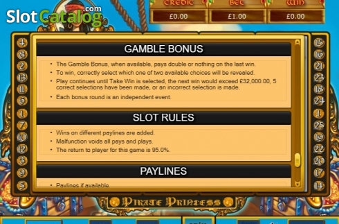 Gamble. Pirate Princess slot