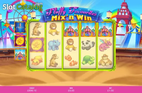 Tent Bonus Game Screen. Fluffy Favourites Mix 'n' Win slot