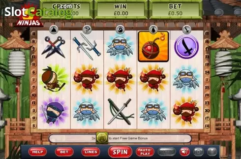 Game Workflow screen. 5 Ninjas slot