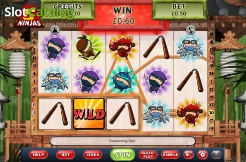Wild Win screen. 5 Ninjas slot