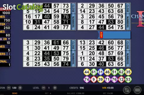 Ekran4. Champion Bingo II Deluxe yuvası