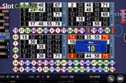 Win screen 2. Champion Bingo II Deluxe slot