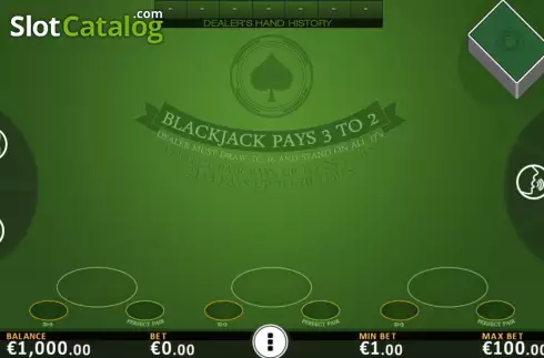 Game screen. Blackjack Vegas Strip Pro slot
