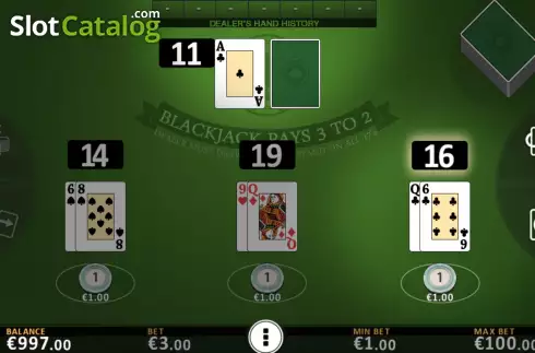 画面5. Blackjack Vegas Strip (FBM Digital Systems) カジノスロット