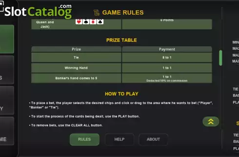 Game Rules screen 3. Top+Plus Baccarat slot