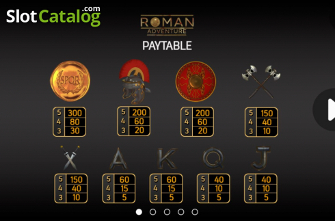 Paytable screen 1. Roman Adventure slot