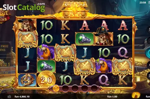 Free Spins Win Screen. Pirate Multi Coins slot