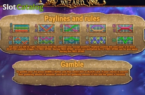 Paylines. Wizard (Fazi) slot