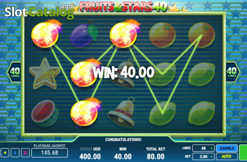 Win Screen. Fruits & Stars 40 slot