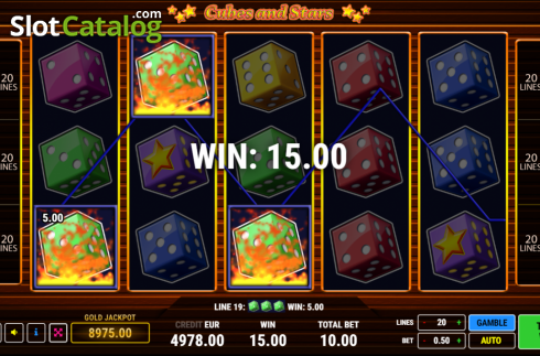 Win screen. Cubes and Stars slot