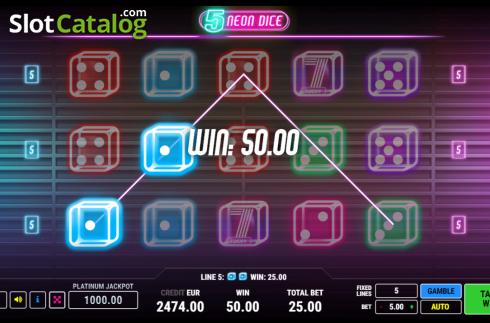 Win screen 1. Neon Dice 5 slot