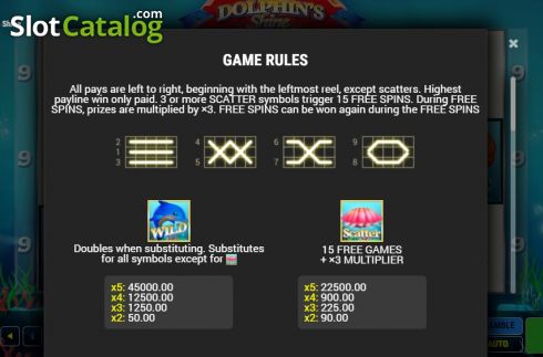 Paytable 1. Dolphins Shine slot