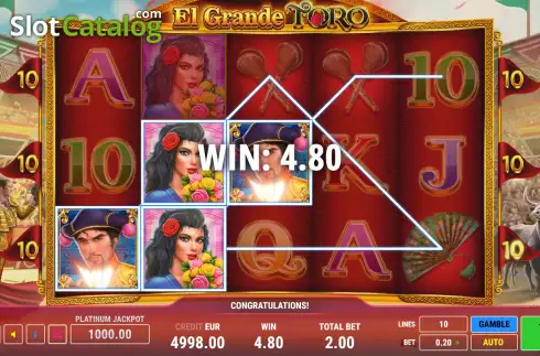 Win screen. El Grande Toro slot