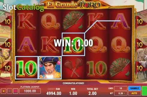 Win screen 2. El Grande Toro slot