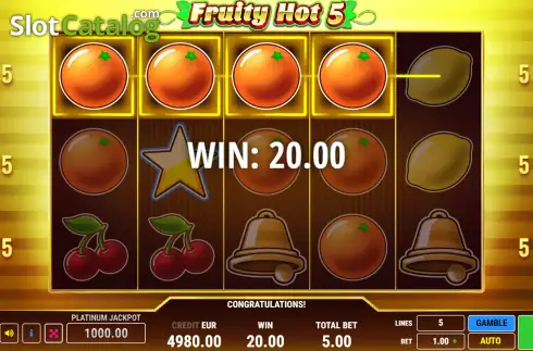Win screen 2. Fruity Hot 5 slot
