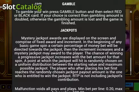 Gamble and Jackpots screen. Book of Spells 2 slot