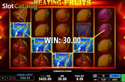 Win screen. Heating Fruits slot