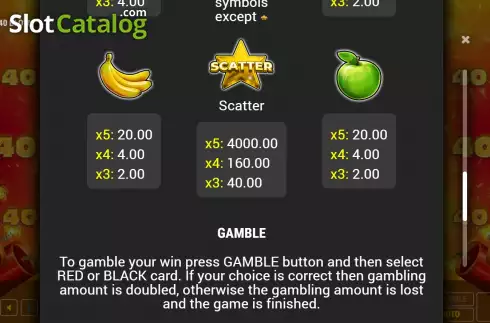PayTable screen 2. Wild Hot 40 Blow slot
