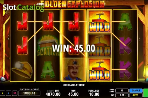 Win screen. Golden Explosion slot