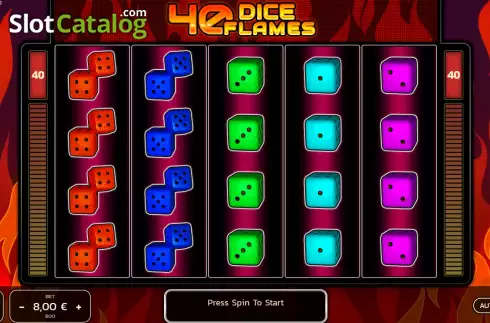 Game screen. 40 Dice Flames slot