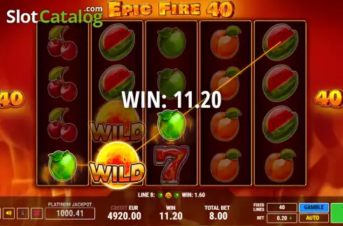 Win screen. Epic Fire 40 slot
