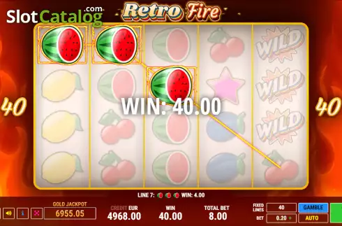 Win screen. Retro Fire slot