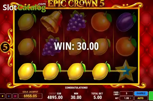 Win screen. Epic Crown 5 slot