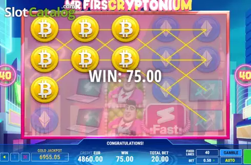 Win screen. Mr First Cryptonium slot