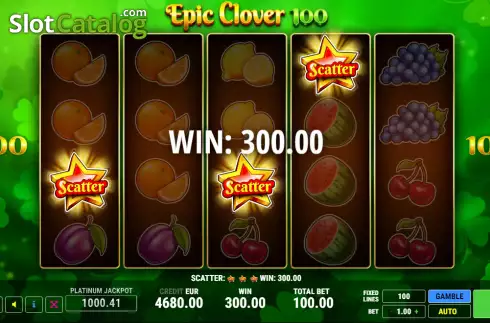 Win screen. Epic Clover 100 slot