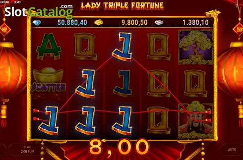 Win screen. Lady Triple Fortune slot