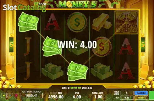 Win screen. Money 5 slot
