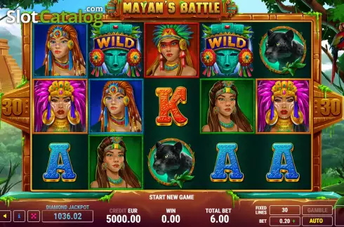 Game screen. Mayan's Battle slot