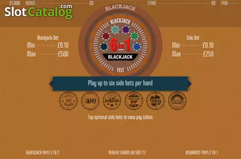 Reels screen. 6 in 1 Blackjack (Felt Gaming) slot