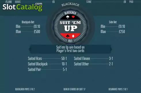 Ecran2. Suit'em Blackjack (Felt Gaming) slot