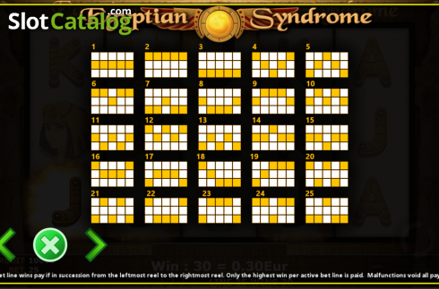 Paylines. Egyptian Syndrome slot